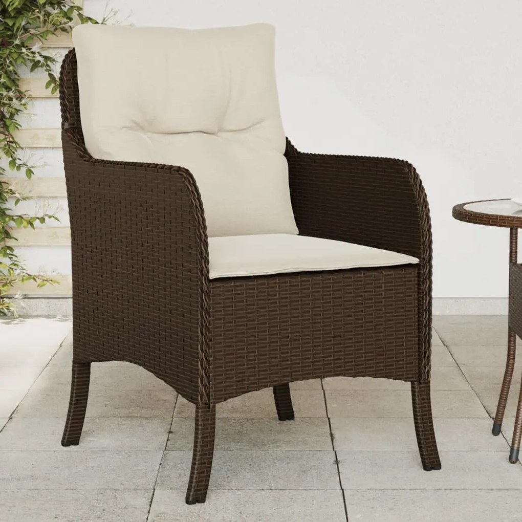 Sedie da giardino con cuscini 2 pz marroni in polyrattan