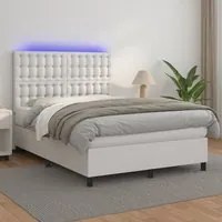 Giroletto Molle con Materasso e LED Bianco 140x200cm Similpelle 3135946