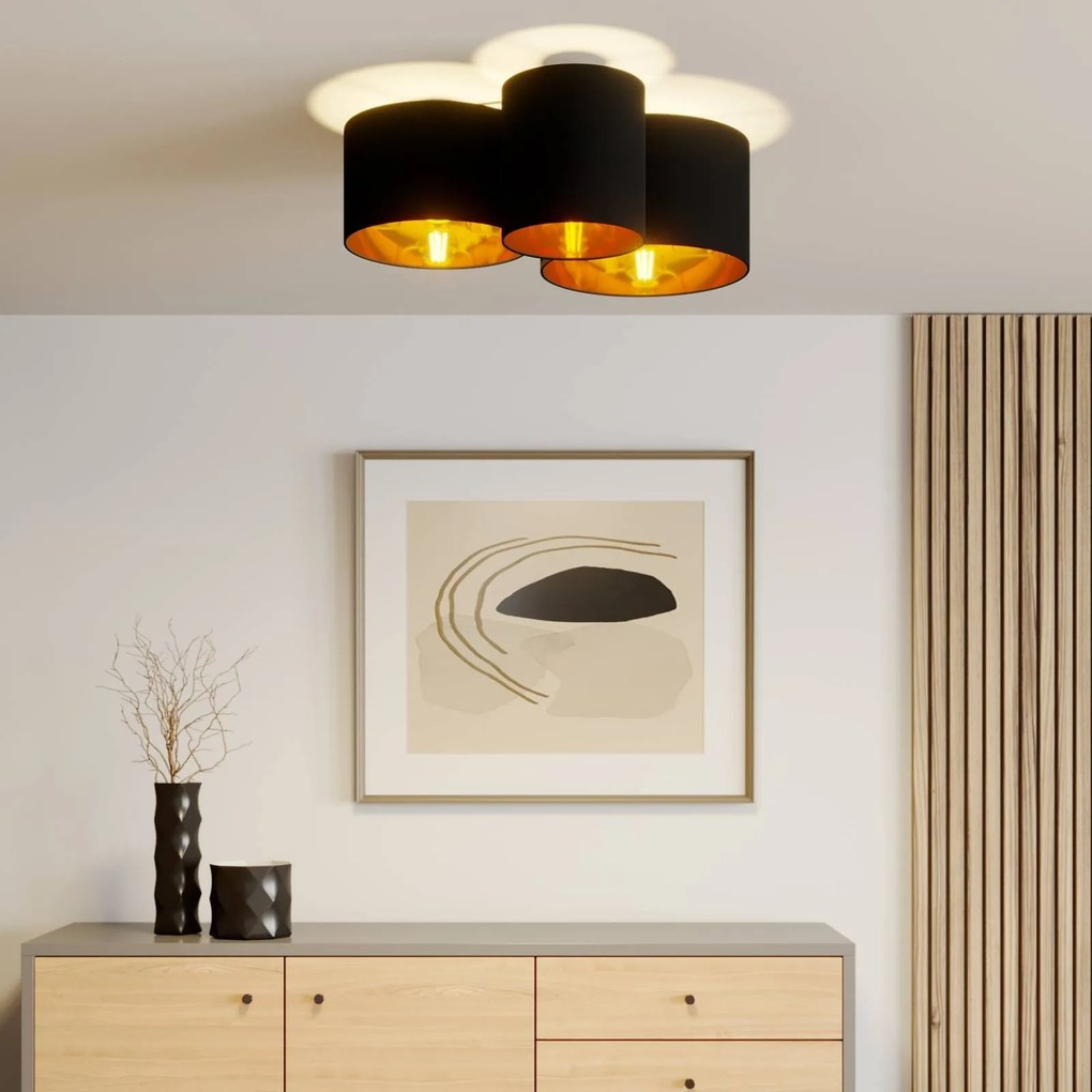 Plafoniera soffitto Laurenz Lindby, dimmerabile, Nero, Soggiorno / Sala da pranzo, Tessuto / Stoffa / Seta, Moderno, Plafoniera