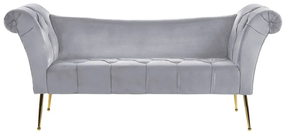 Chaise longue in velluto grigio chiaro NANTILLY Beliani