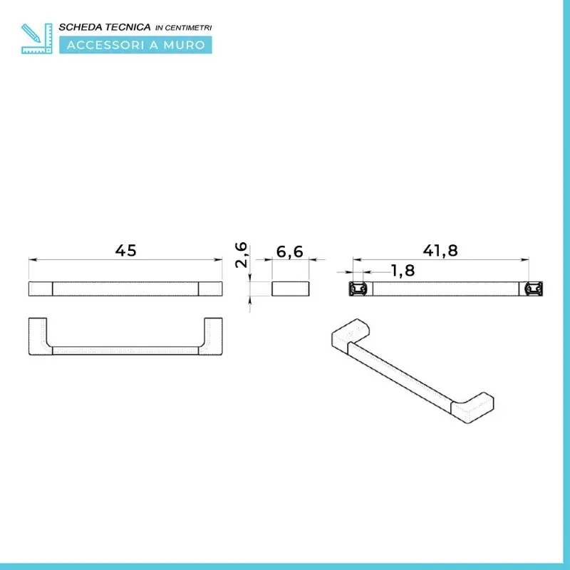 Set accessori bagno 3 pezzi da parete in acciaio bianco Pirenei