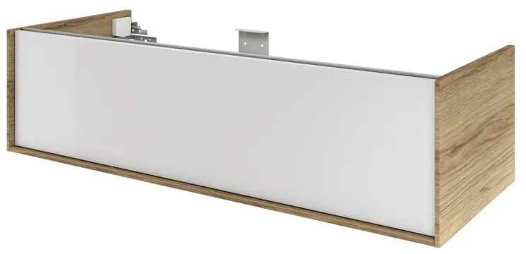 Mobile da bagno sotto lavabo SENSEA Neo Frame bianco e noce laccato lucido L 120 x H 32 x P 48 cm 1 cassetto, lavabo non incluso