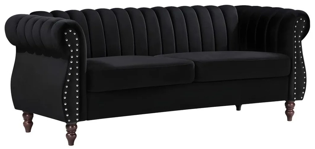 Divano chesterfield 3 posti in Velluto Nero - TRUMBO