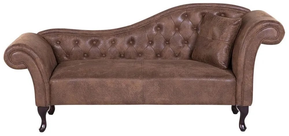 Chaise longue in scamosciato sintetico marrone destra LATTES Beliani