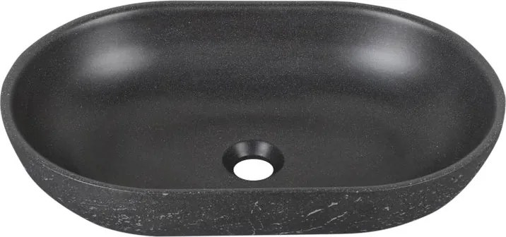 Lavabo da appoggio Sandstone ovale in cemento L 53 x H 13 x P 35 cm nero piletta non inclusa