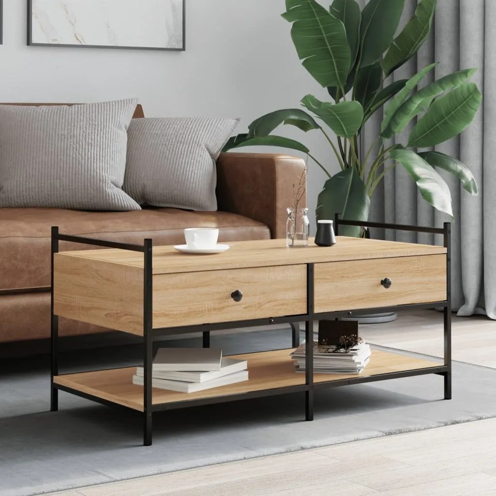 Tavolino Da Salotto Rovere Sonoma 99x50x50cm Legno Multistrato /