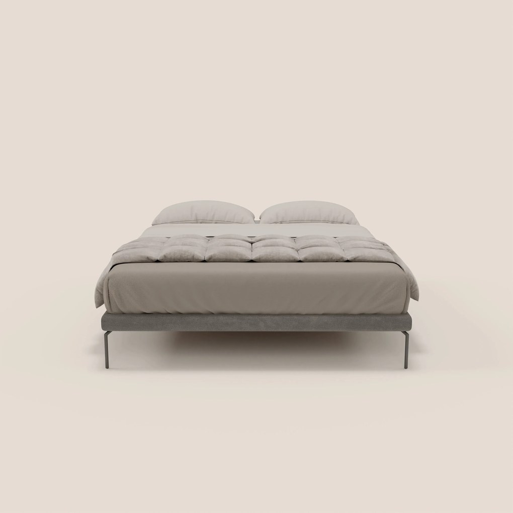 Ring sommier sfoderabile con piedi alti 24 cm in tessuto impermeabile T14 grigio