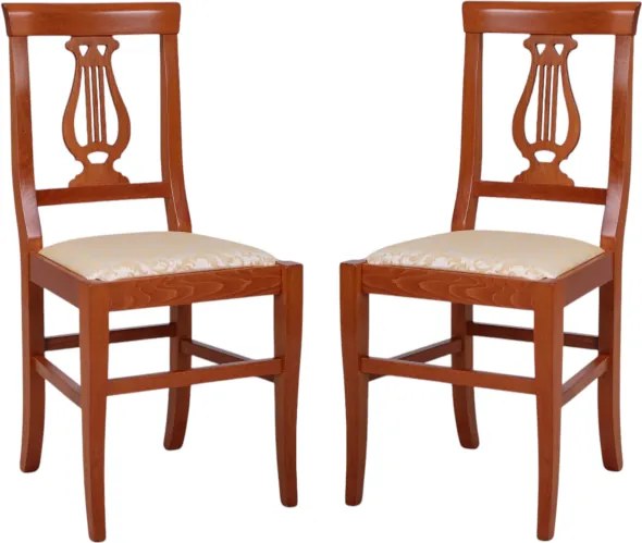 Sedia in legno massello Ciliegio con seduta imbottita LIRA SET 2 pezzi