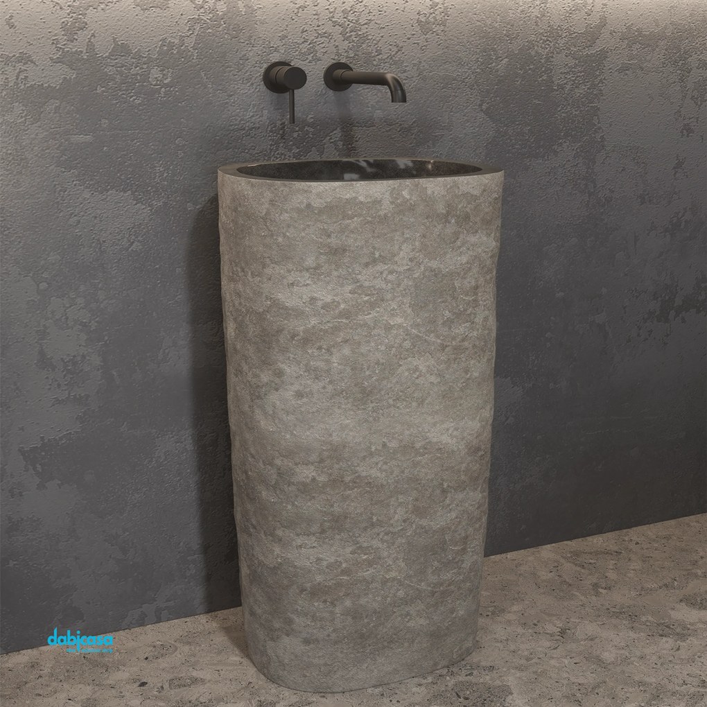 Lavabo Freestanding "River" Da 90 Cm C/Scarico a Terra Finitura Grey