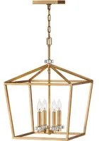 Lampadario Industrial Nordico Stinson Acciaio Ottone Antico Grande 4 Luci E14