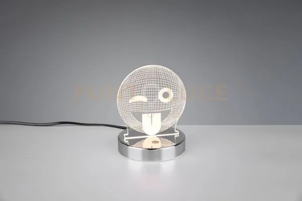 Smiley lampada da tavolo led faccina con variazione colore rgb h. 15,5