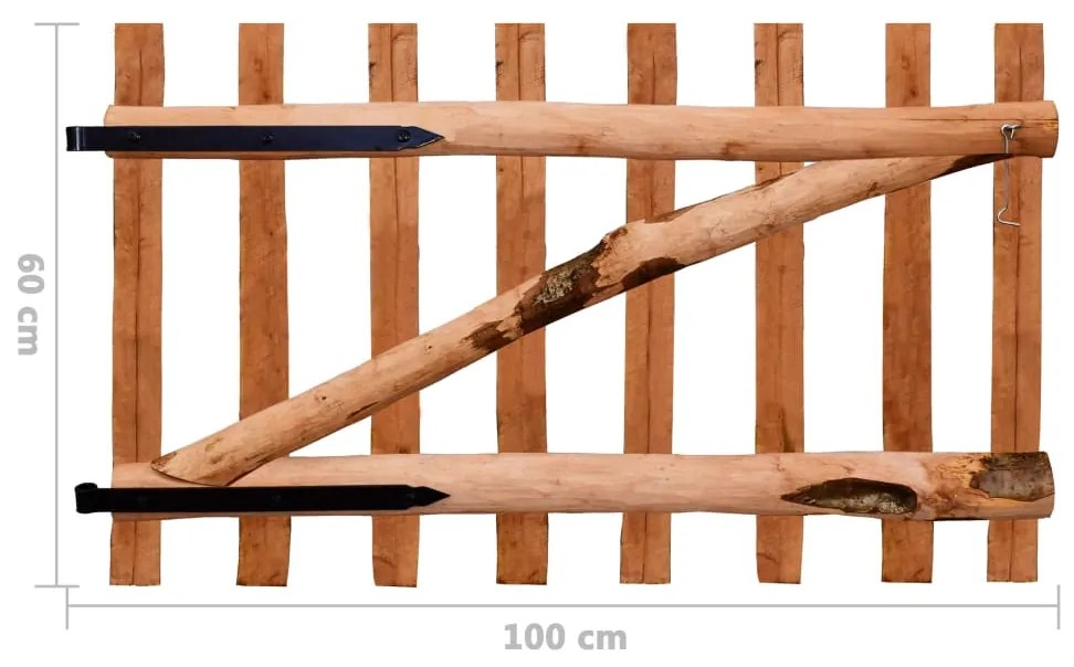 Cancello Singolo Recinzione Legno Nocciolo Impregnato 100x60 cm