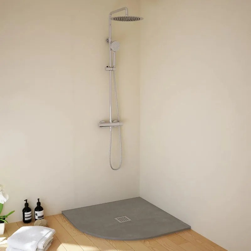 Piatto doccia SANYCCES in resina semicerchio STRATO grigio L 90 x L 90 cm
