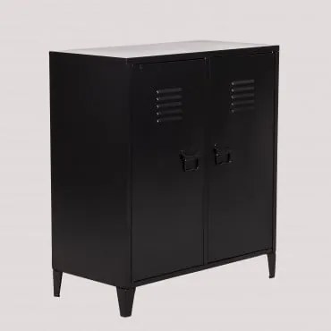 Credenza armadietto a 2 ante Pohpli in acciaio Nero - Sklum