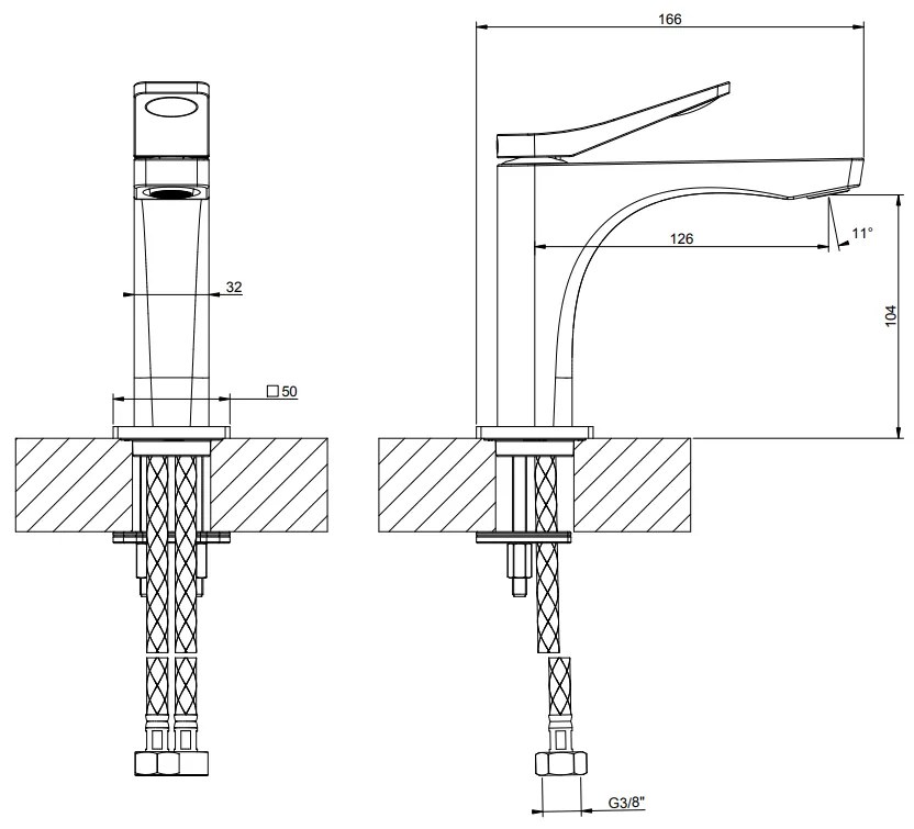 Miscelatore Lavabo Senza Scarico Con Flessibili Di Collegamento Cromo Rilievo 59002 Gessi