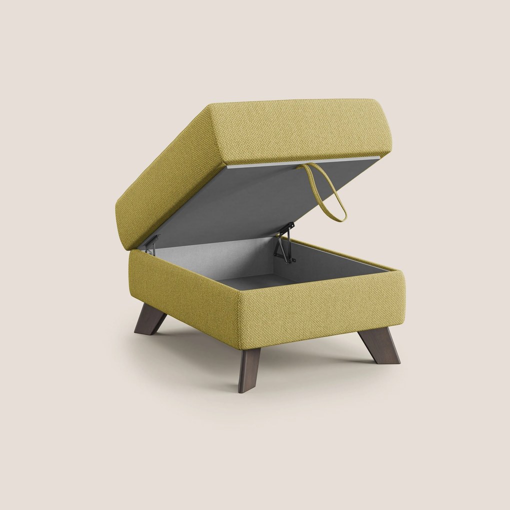 Moon Pouf contenitore e piedini alti in tessuto smacchiabile con acqua T05 giallo