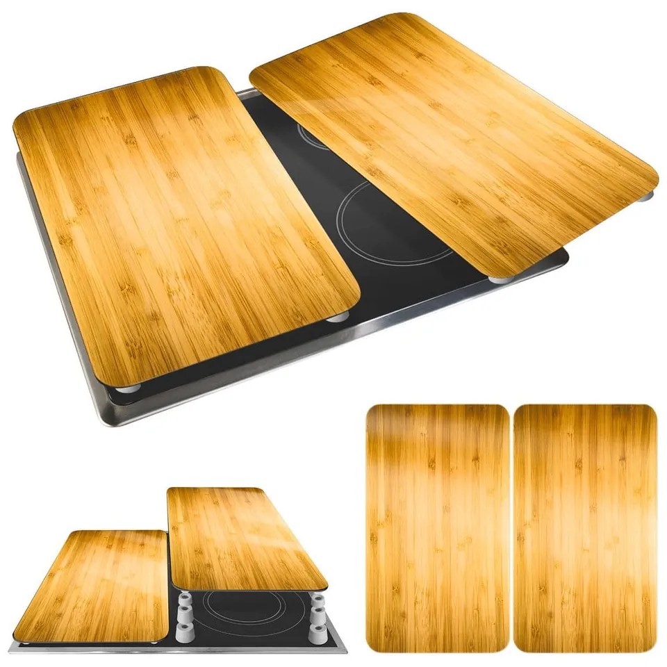 Coprifuoco in vetro temperato in set da 2 52x30 cm Wooden - Maximex