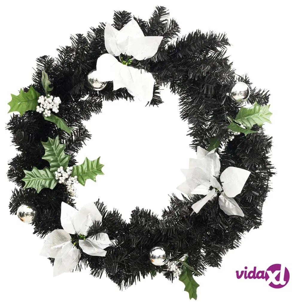vidaXL Ghirlanda Natalizia con Luci LED Nera 60 cm in PVC