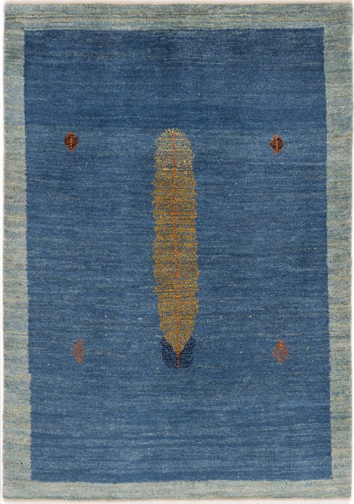 Gabbeh Tappeto 120x170 Blu (Iran) Annodato A Mano