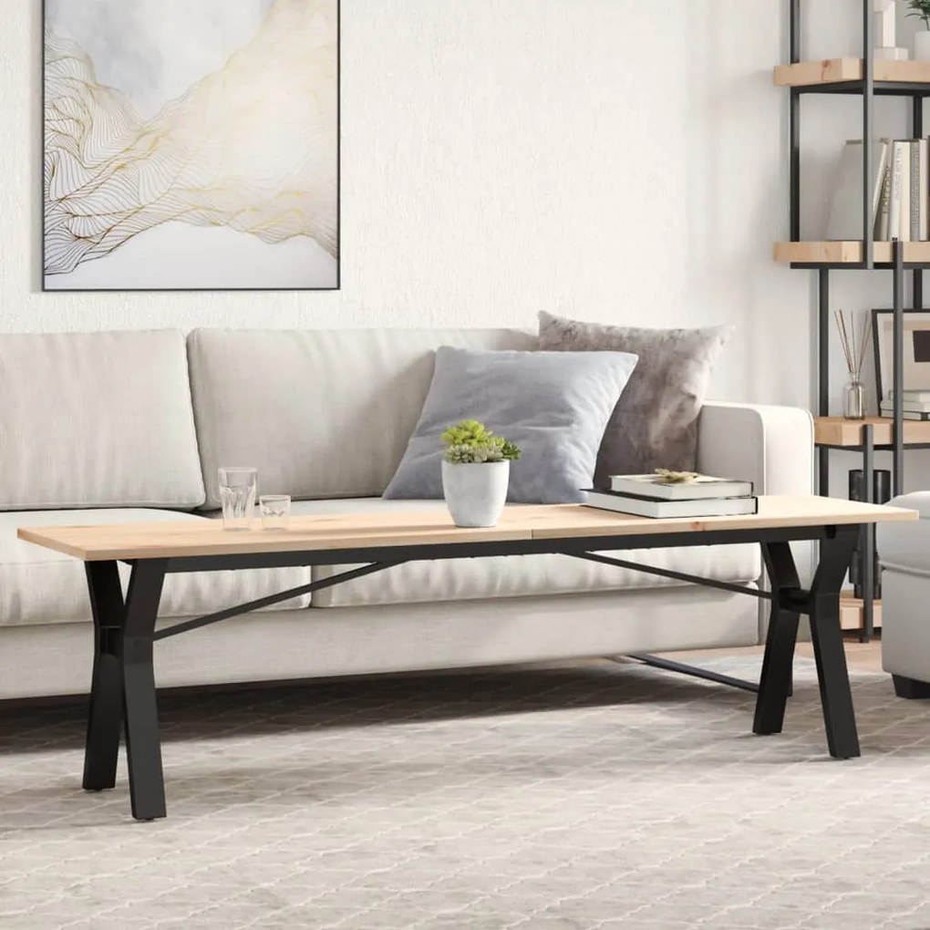 Tavolino Salotto Telaio A Y 160x40x45 Cm Legno Pino E Acciaio /