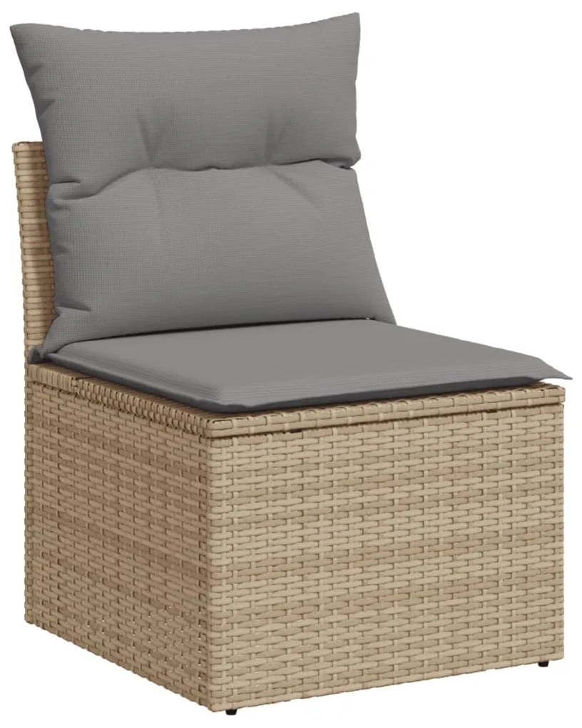 Set Divano da Giardino 13 pz con Cuscini Beige Misto Polyrattan