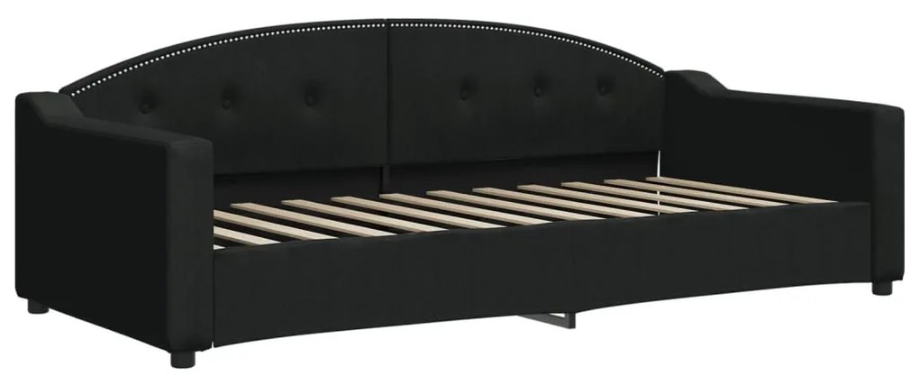 Divano letto con materasso nero 90x200 cm in tessuto