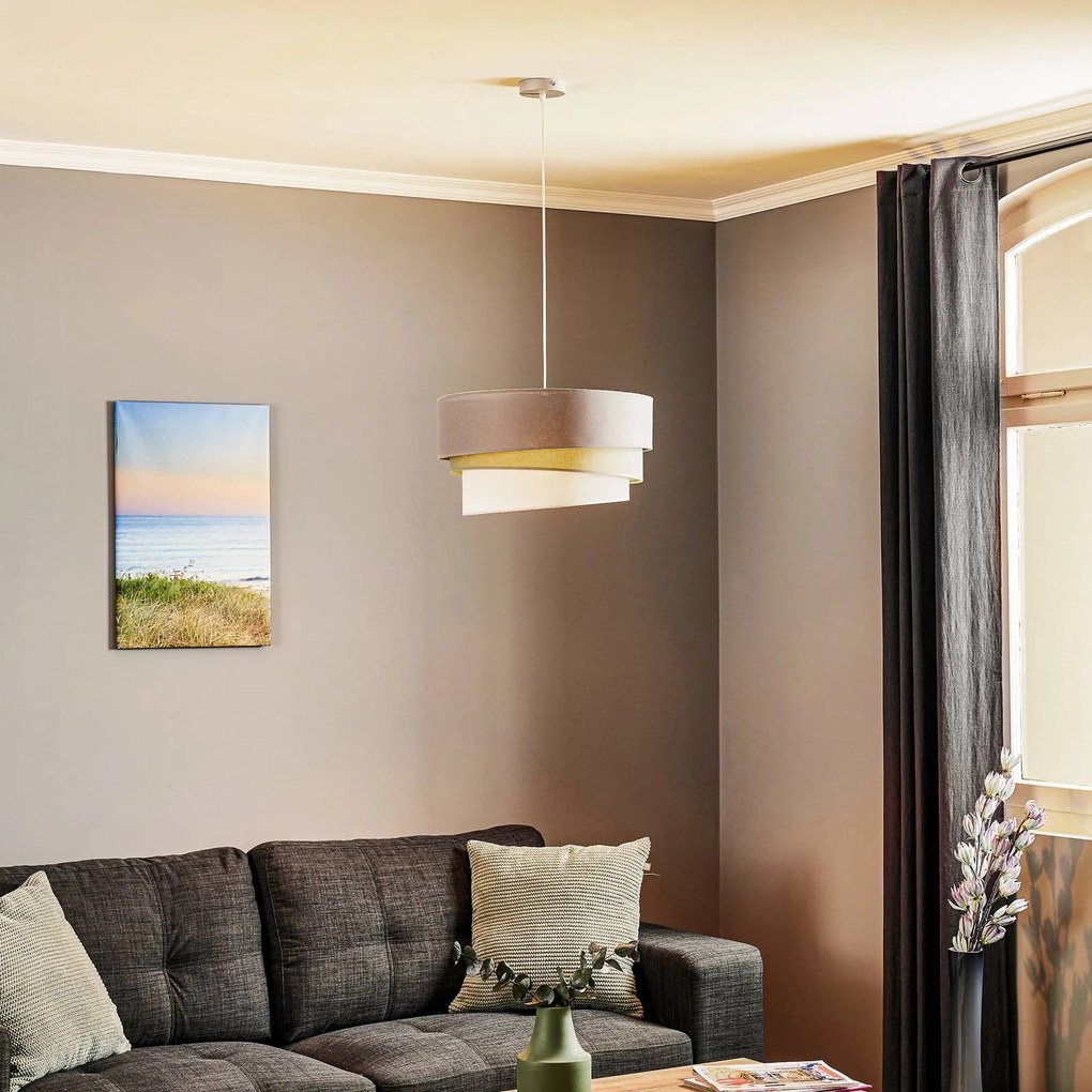 Duolla Euluna Trio lampada a sospensione beige/acquamarina/écru Ø45cm
