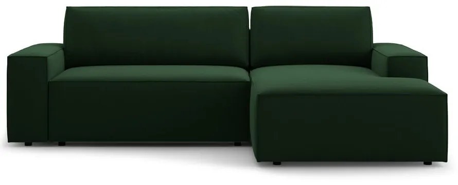 Divano angolare verde scuro allungabile/con contenitore (con penisola a destra/con chaise lounge) con rivestimento in velluto Jodie – Micadoni