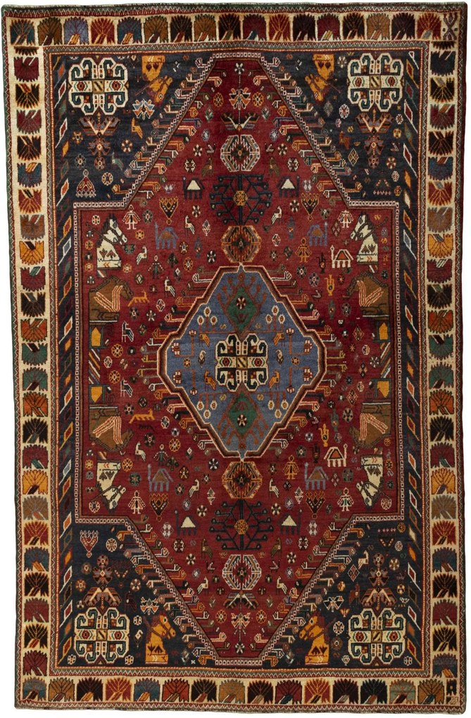 Shiraz Tappeto persiano 270 x 170 Rosso (Iran) Annodato A Mano