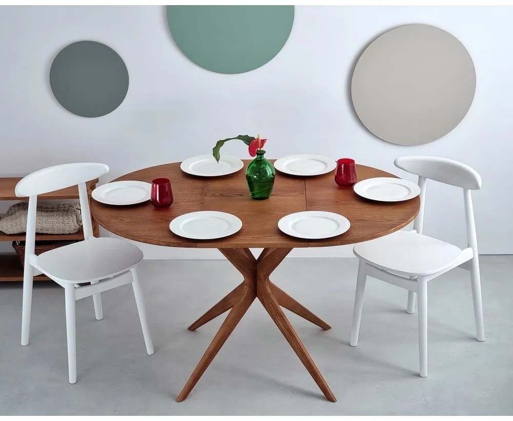 Tavolo da pranzo rotondo con effetto rovere allungabile con estensione ø 90 cm Jubi – Ragaba