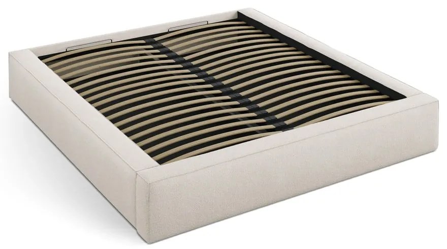 Letto matrimoniale imbottito color crema con contenitore con rete inclusa 140x200 cm Simon Darren – Micadoni