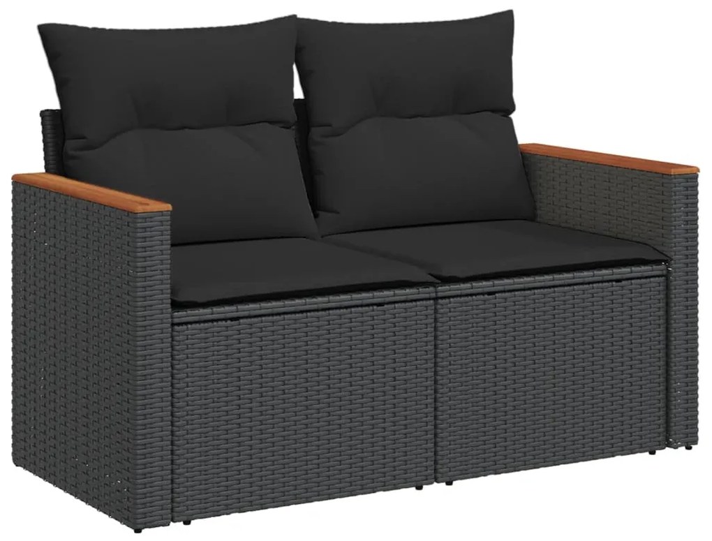 Set Divani da Giardino 12 pz con Cuscini Nero in Polyrattan