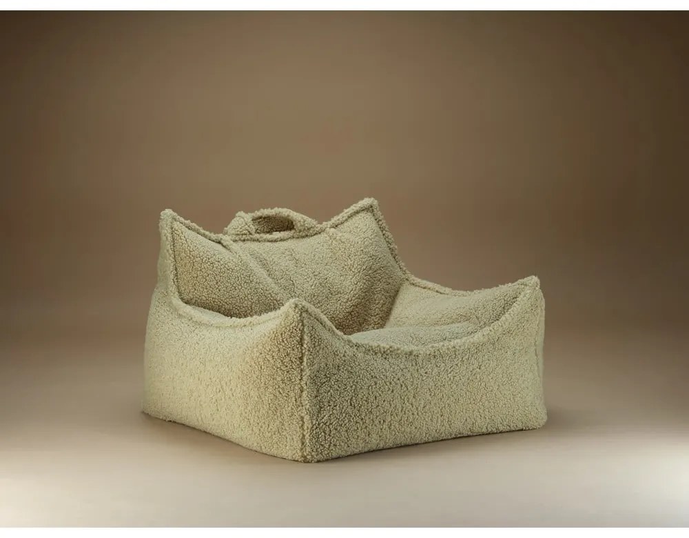 Pouf a sacco per bambini verde con rivestimento in bouclé Chair – Wigiwama