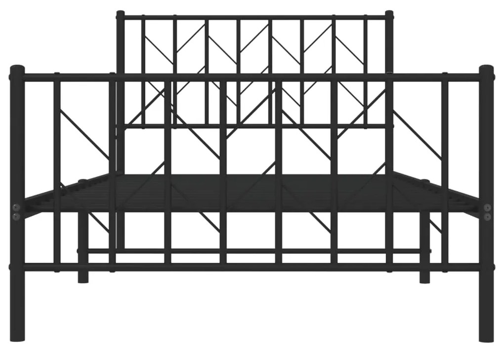 Giroletto con testiera e pediera metallo nero 100x200 cm