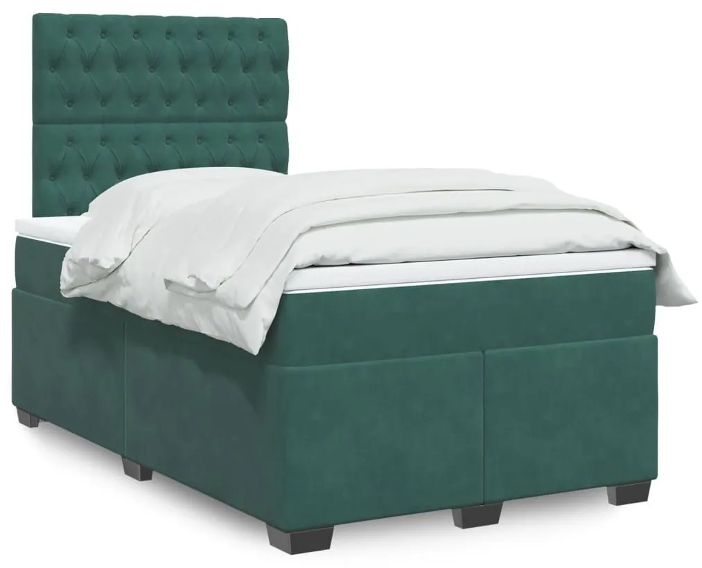 Giroletto A Molle Con Materasso Verde Scuro 120x200 Cm Velluto /