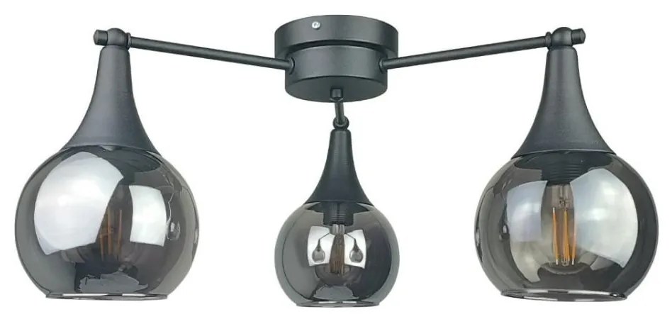 Lampadario a plafone STAR 3xE27/60W/230V nero/fumé nero