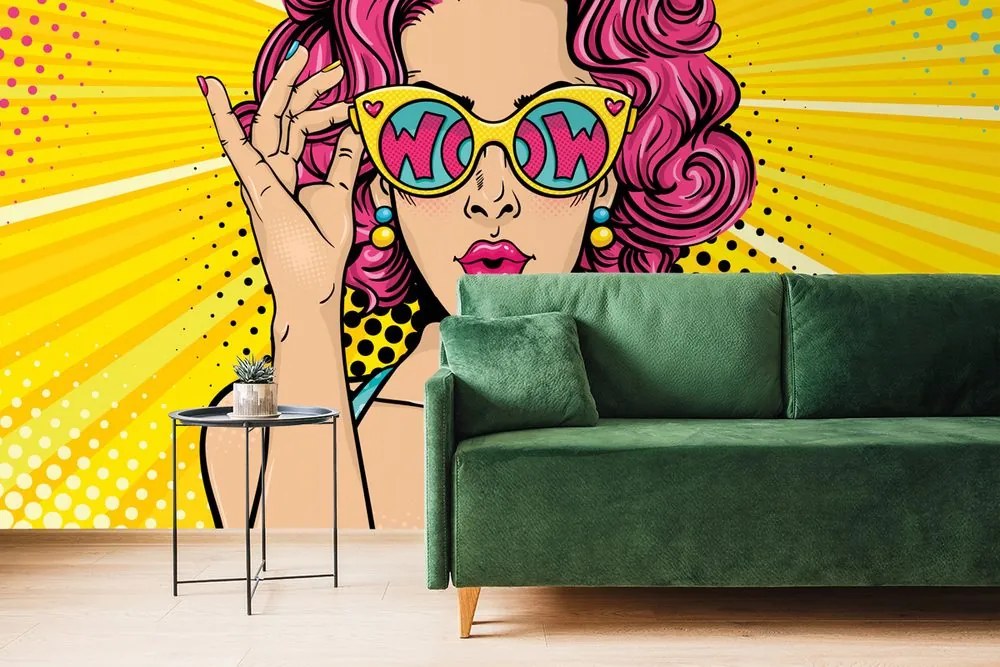 Carta da parati – Donna con capelli rosa
