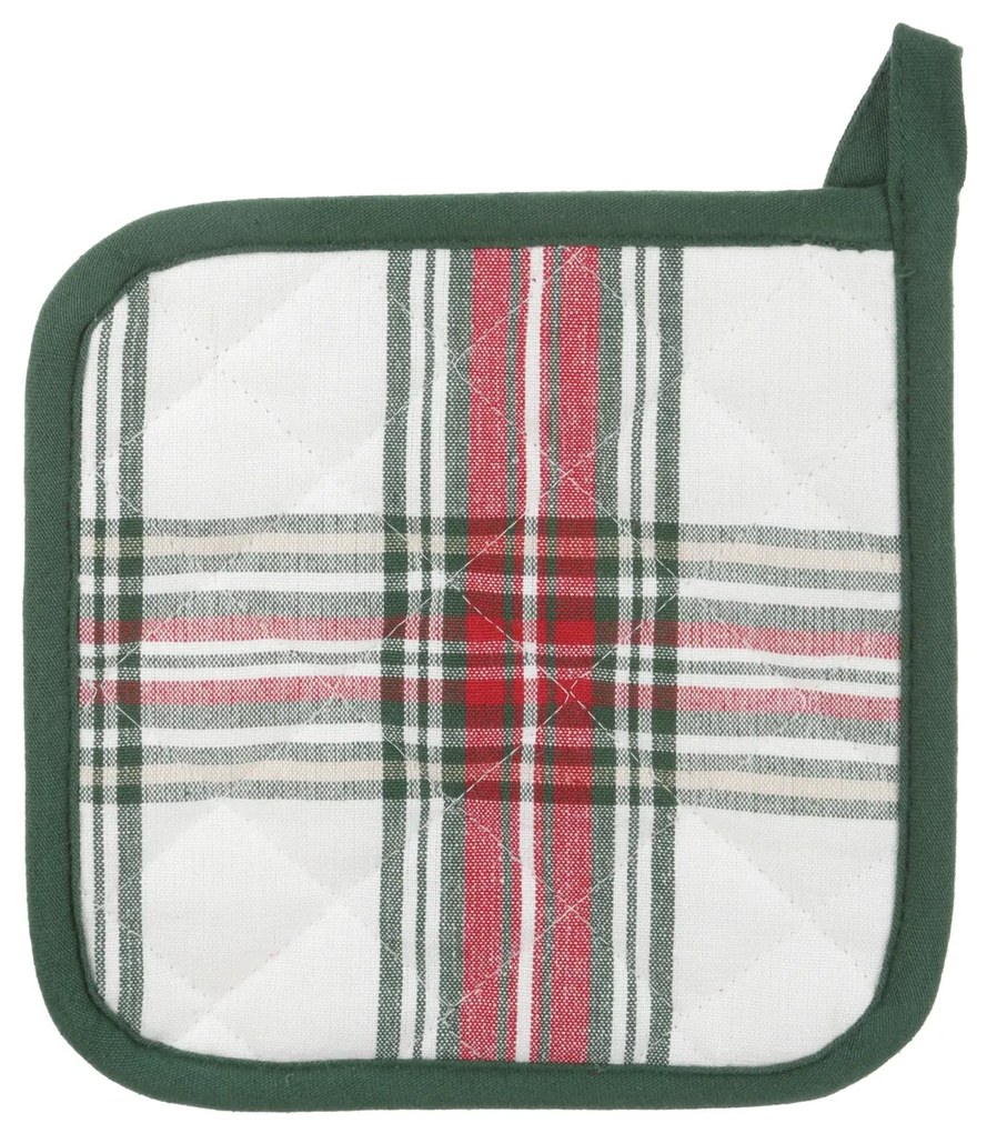 Set 2 presine natalizie tartan bianco 20x20 cm