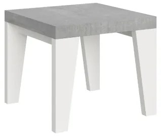 Tavolo allungabile 90x90/246 cm Naxy Mix piano Cemento - gambe Bianco Frassino