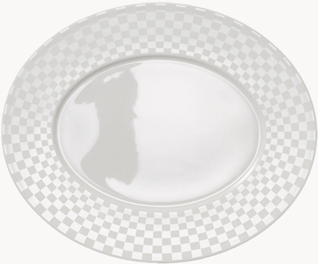 Set di 6 piatti ovali da portata in Fine Bone China Cross White
