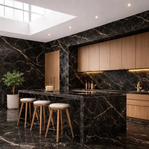Pannello decorativo effetto marmo set 6 pz 4,3 mt2 PVC in UV 120 x 60 Marmo Nero