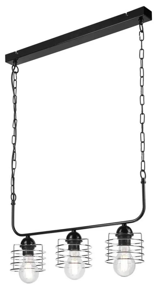 Lampadario a sospensione con catena MORGAN 3xE27/60W/230V nero/cromo