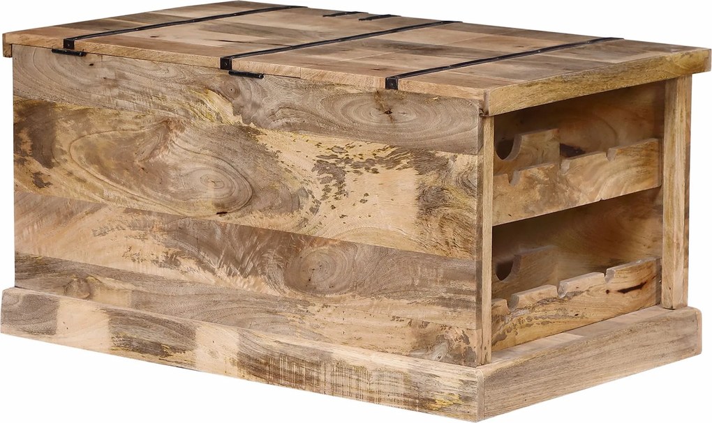 JORDI - tavolino in legno di mango con porta bottiglie