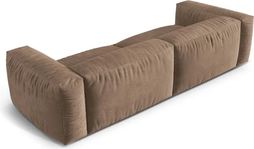 Divano componibile marrone chiaro con rivestimento in velluto 320 cm Martina – Micadoni