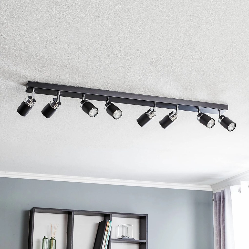 Luminex Faretto da soffitto Rondo nero/cromo, acciaio inox, a 8 luci.