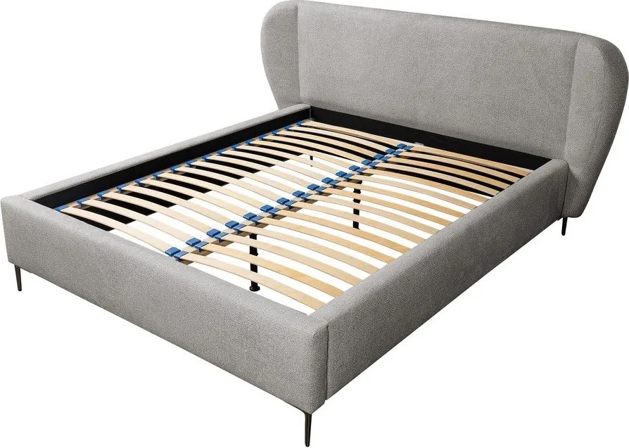 Letto matrimoniale imbottito grigio chiaro con rete inclusa 180x200 cm Makana – Makamii