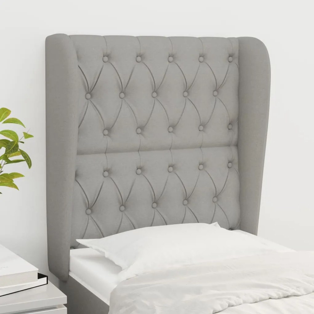 Testiera Ad Orecchio Grigio Chiaro 83x23x118/128 Cm İn Tessuto /
