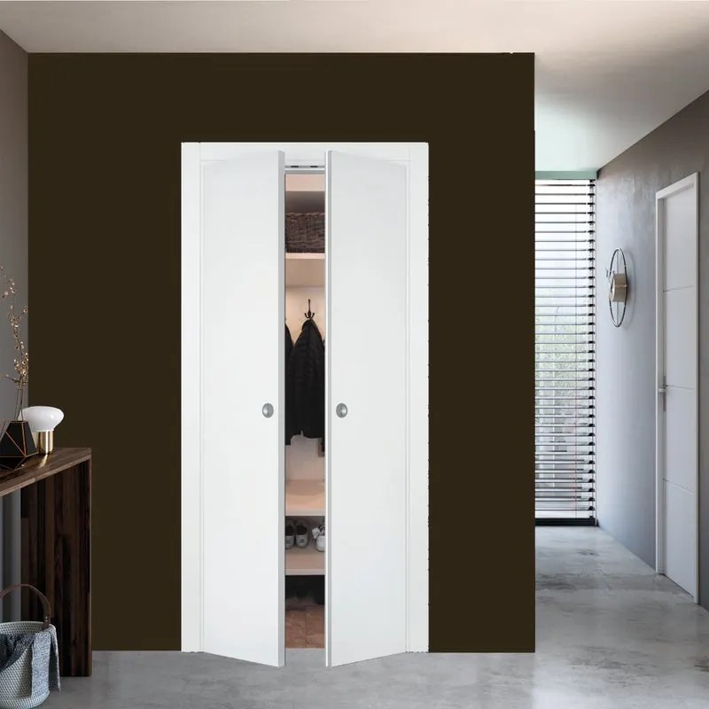 Porta interna a battente Oxford doppia in legno colore bianco, L 90 x H 210 cm, apertura reversibile