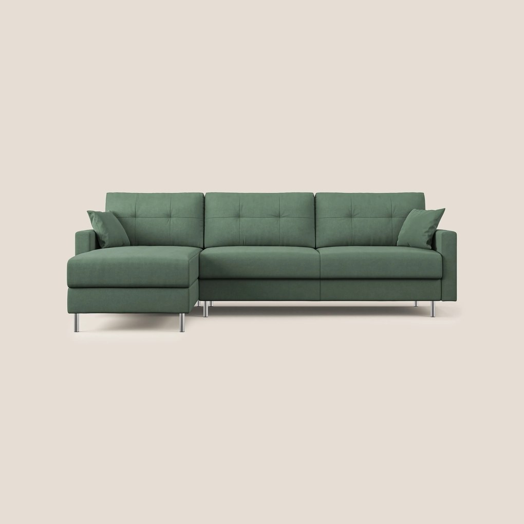 Megan divano letto angolare in microfibra smacchiabile T11 verde