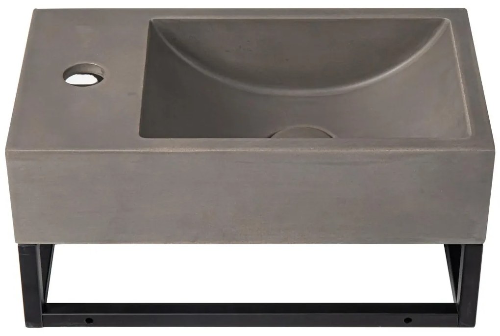 Lavamani sospeso in calcestruzzo con supporto Rubinetto a sinistra L40 x l22 cm - UCHAMI